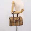 Burberrys Nova Check Hand Bag PVC Beige Gold Auth 205210-22