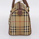 Burberrys Nova Check Hand Bag PVC Beige Gold Auth 205210-4