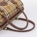 Burberrys Nova Check Hand Bag PVC Beige Gold Auth 205210-7