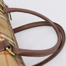 Burberrys Nova Check Hand Bag PVC Beige Gold Auth 205210-14