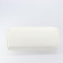 CELINE Hand Bag Leather White Gold Auth 205212A-5