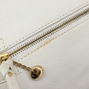 CELINE Hand Bag Leather White Gold Auth 205212A-20