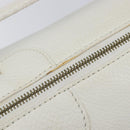 CELINE Hand Bag Leather White Gold Auth 205212A-22