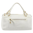 CELINE Hand Bag Leather White Gold Auth 205212A-13