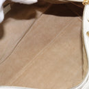 CELINE Hand Bag Leather White Gold Auth 205212A-11