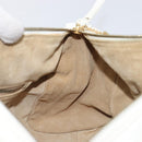 CELINE Hand Bag Leather White Gold Auth 205212A-25