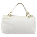 CELINE Hand Bag Leather White Gold Auth 205212A-2