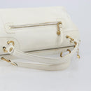 CELINE Hand Bag Leather White Gold Auth 205212A-7