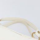 CELINE Hand Bag Leather White Gold Auth 205212A-14