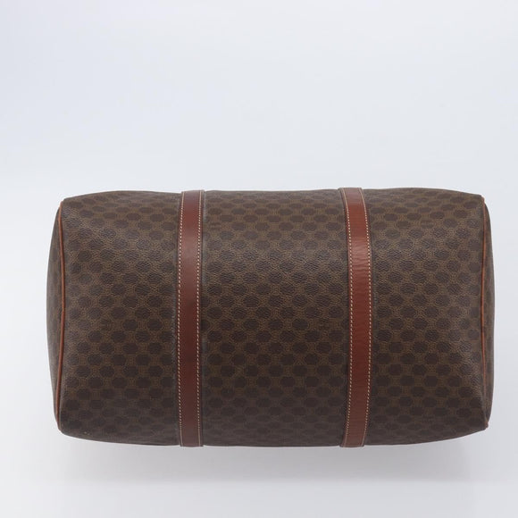 CELINE Macadam Canvas Boston Bag PVC Leather Brown Gold Auth 205213V