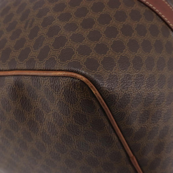 CELINE Macadam Canvas Boston Bag PVC Leather Brown Gold Auth 205213V