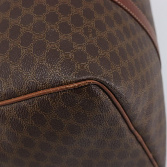 CELINE Macadam Canvas Boston Bag PVC Leather Brown Gold Auth 205213V
