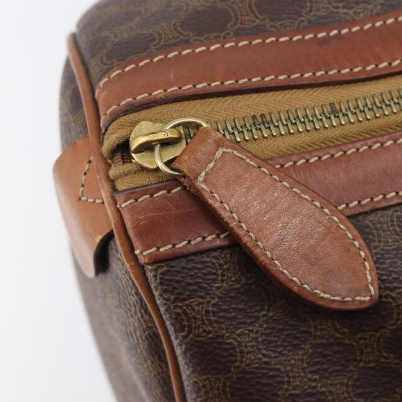CELINE Macadam Canvas Boston Bag PVC Leather Brown Gold Auth 205213V