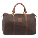 CELINE Macadam Canvas Boston Bag PVC Leather Brown Gold Auth 205213V-13