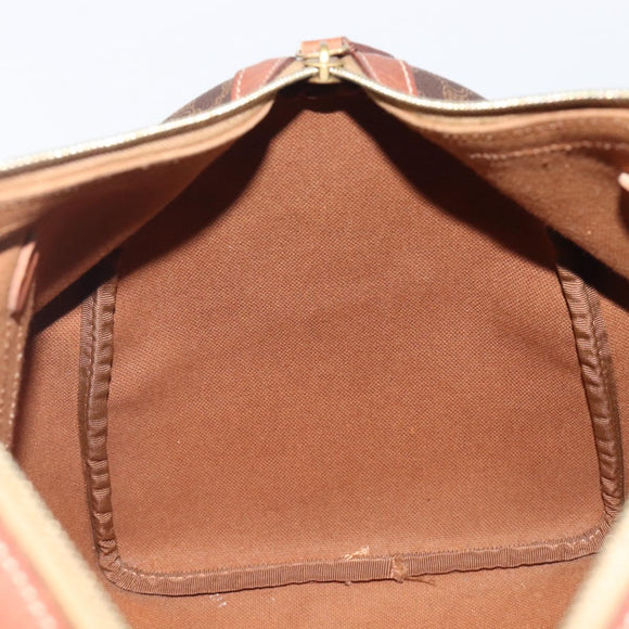 CELINE Macadam Canvas Boston Bag PVC Leather Brown Gold Auth 205213V