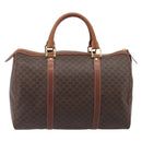 CELINE Macadam Canvas Boston Bag PVC Leather Brown Gold Auth 205213V-2