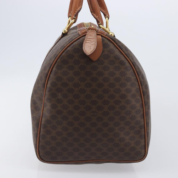 CELINE Macadam Canvas Boston Bag PVC Leather Brown Gold Auth 205213V