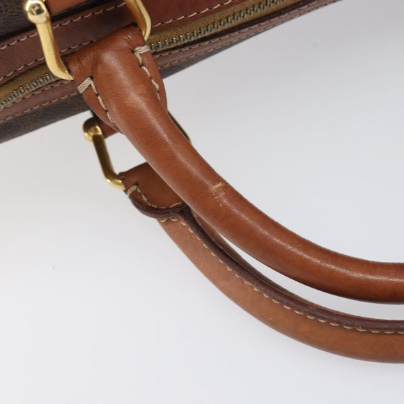 CELINE Macadam Canvas Boston Bag PVC Leather Brown Gold Auth 205213V