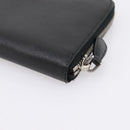 PRADA Long Wallet Saffiano leather Black Silver Auth 205215V-15