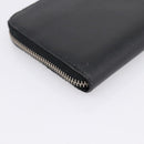 PRADA Long Wallet Saffiano leather Black Silver Auth 205215V-16