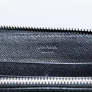 PRADA Long Wallet Saffiano leather Black Silver Auth 205215V-18