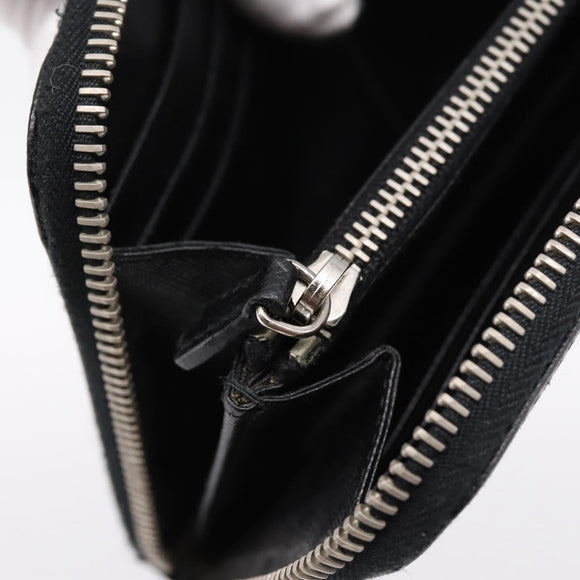 PRADA Long Wallet Saffiano leather Black Silver Auth 205215V