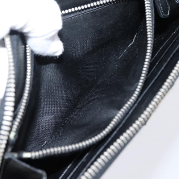 PRADA Long Wallet Saffiano leather Black Silver Auth 205215V