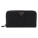 PRADA Long Wallet Saffiano leather Black Silver Auth 205215V-13
