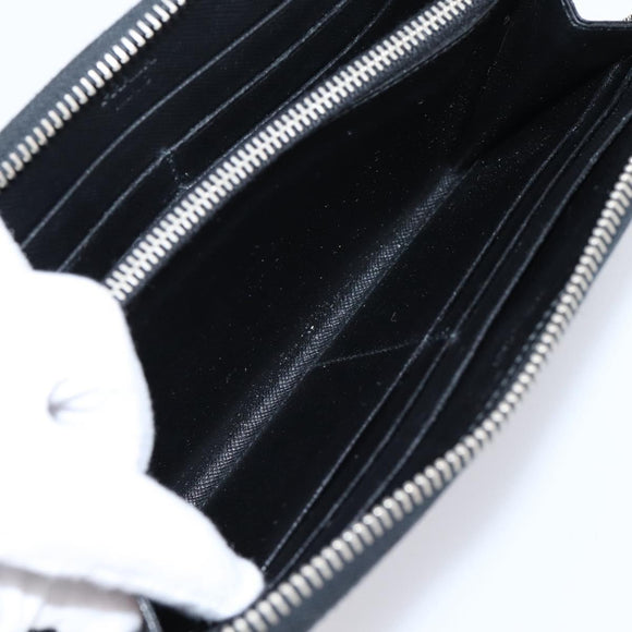 PRADA Long Wallet Saffiano leather Black Silver Auth 205215V