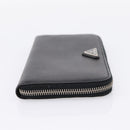PRADA Long Wallet Saffiano leather Black Silver Auth 205215V-4