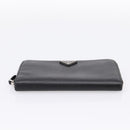 PRADA Long Wallet Saffiano leather Black Silver Auth 205215V-6