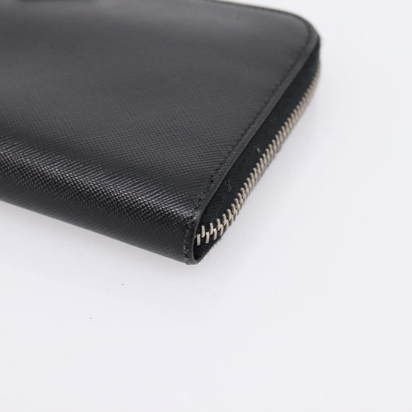 PRADA Long Wallet Saffiano leather Black Silver Auth 205215V