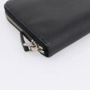 PRADA Long Wallet Saffiano leather Black Silver Auth 205215V-14