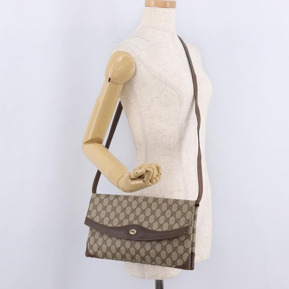 GUCCI GG Supreme Shoulder Bag PVC Beige Gold 56 02 504 Auth 205220