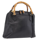 GUCCI Bamboo Hand Bag Leather 2way Black Gold 000 904 0290 Auth 205223-1