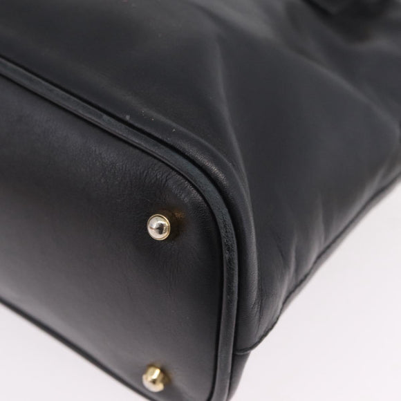 GUCCI Bamboo Hand Bag Leather 2way Black Gold 000 904 0290 Auth 205223