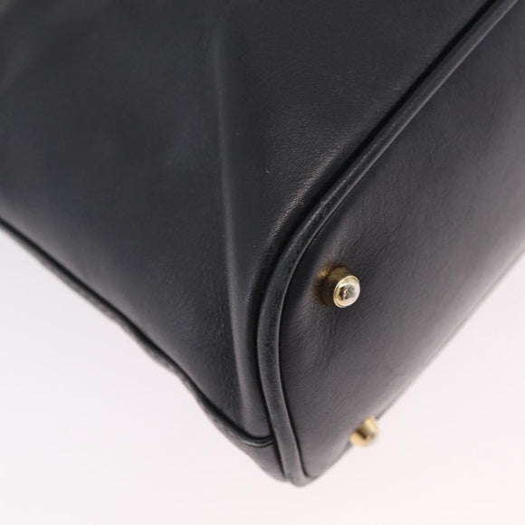 GUCCI Bamboo Hand Bag Leather 2way Black Gold 000 904 0290 Auth 205223