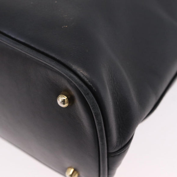 GUCCI Bamboo Hand Bag Leather 2way Black Gold 000 904 0290 Auth 205223