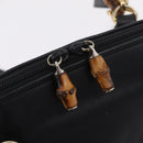 GUCCI Bamboo Hand Bag Leather 2way Black Gold 000 904 0290 Auth 205223-16