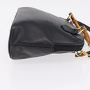 GUCCI Bamboo Hand Bag Leather 2way Black Gold 000 904 0290 Auth 205223-4