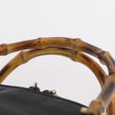 GUCCI Bamboo Hand Bag Leather 2way Black Gold 000 904 0290 Auth 205223-8