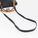 GUCCI Bamboo Hand Bag Leather 2way Black Gold 000 904 0290 Auth 205223-9
