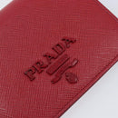 PRADA Bifold Wallet Saffiano leather Red Gold Auth 205224A-17
