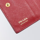 PRADA Bifold Wallet Saffiano leather Red Gold Auth 205224A-18