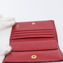 PRADA Bifold Wallet Saffiano leather Red Gold Auth 205224A-19