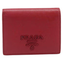 PRADA Bifold Wallet Saffiano leather Red Gold Auth 205224A-13