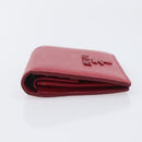 PRADA Bifold Wallet Saffiano leather Red Gold Auth 205224A-4