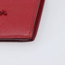 PRADA Bifold Wallet Saffiano leather Red Gold Auth 205224A-7