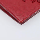 PRADA Bifold Wallet Saffiano leather Red Gold Auth 205224A-14