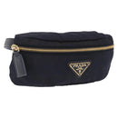 PRADA Waist bag Nylon Navy Gold Auth 205227-1